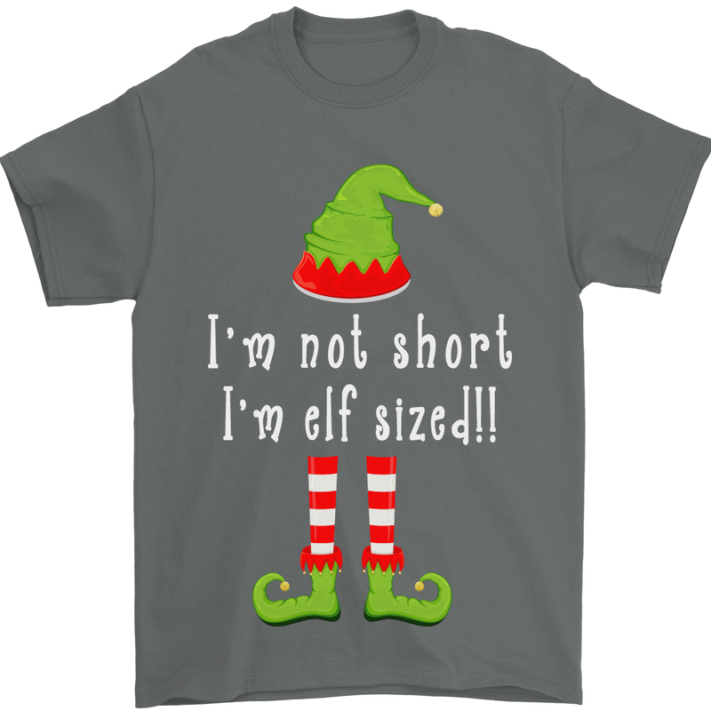 I'm Not Short I'm Elf Sized Funny Christmas Mens T-Shirt Cotton Gildan Charcoal