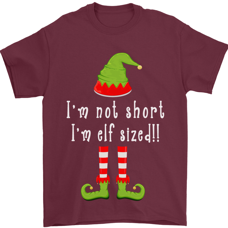 I'm Not Short I'm Elf Sized Funny Christmas Mens T-Shirt Cotton Gildan Maroon