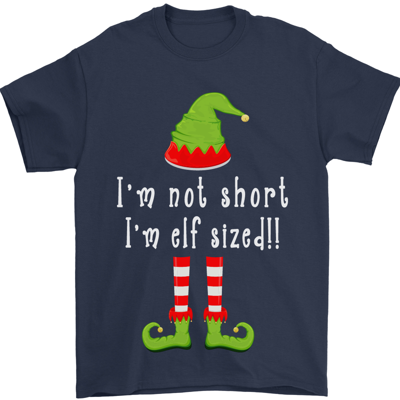 I'm Not Short I'm Elf Sized Funny Christmas Mens T-Shirt Cotton Gildan Navy Blue