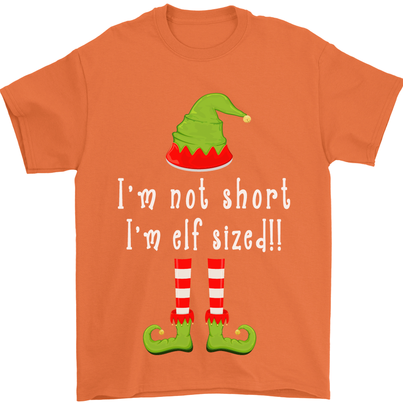 I'm Not Short I'm Elf Sized Funny Christmas Mens T-Shirt Cotton Gildan Orange