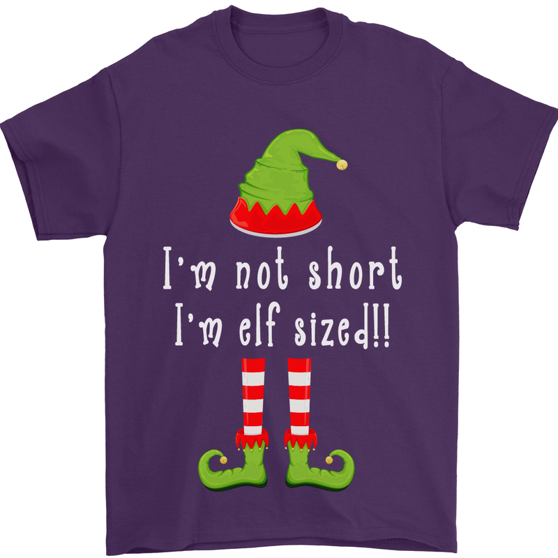 I'm Not Short I'm Elf Sized Funny Christmas Mens T-Shirt Cotton Gildan Purple