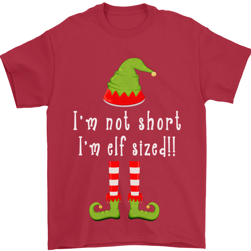 I'm Not Short I'm Elf Sized Funny Christmas Mens T-Shirt Cotton Gildan Red