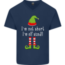 I'm Not Short I'm Elf Sized Funny Christmas Mens V-Neck Cotton T-Shirt Navy Blue
