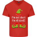 I'm Not Short I'm Elf Sized Funny Christmas Mens V-Neck Cotton T-Shirt Red