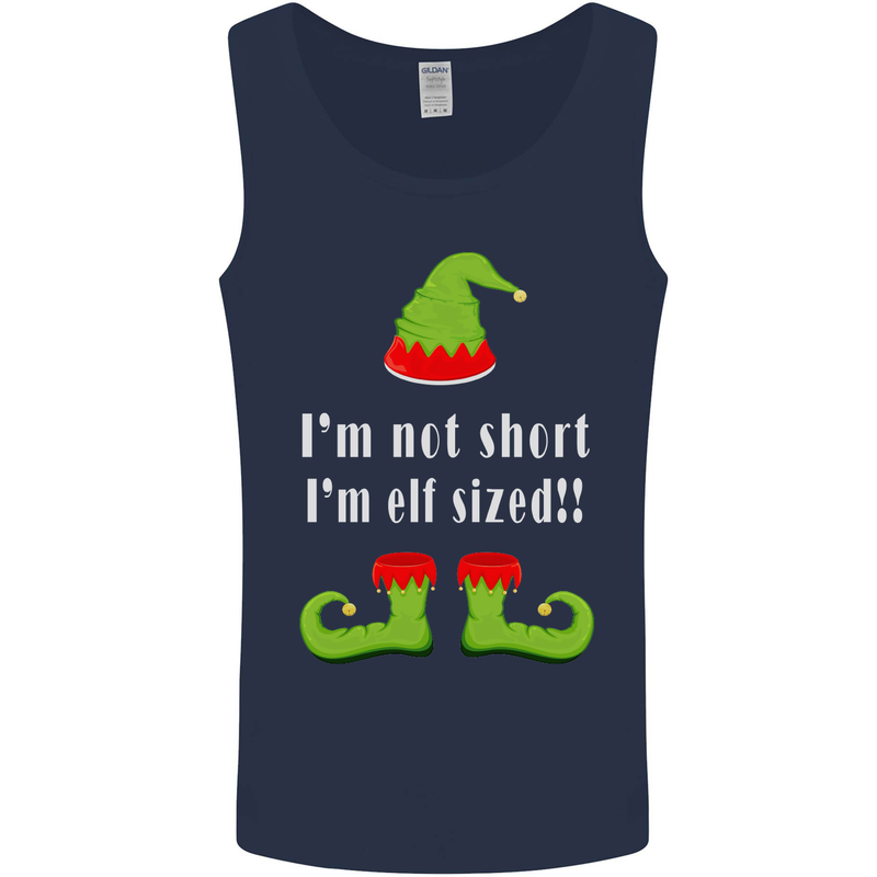 I'm Not Short I'm Elf Sized Funny Christmas Mens Vest Tank Top Navy Blue