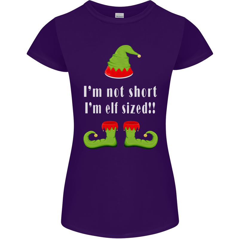 I'm Not Short I'm Elf Sized Funny Christmas Womens Petite Cut T-Shirt Purple
