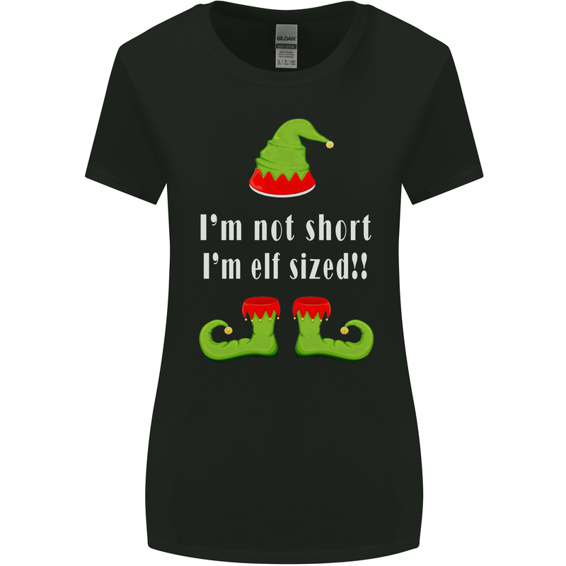 I'm Not Short I'm Elf Sized Funny Christmas Womens Wider Cut T-Shirt Black