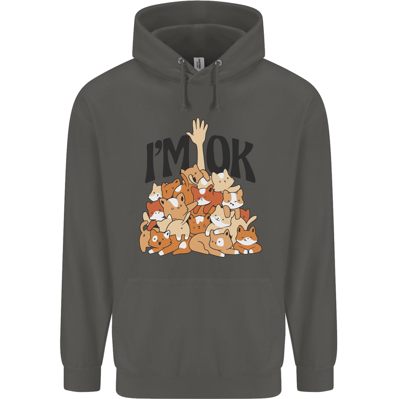 I'm OK Funny Cat Mum Dad Crazy Lady Kitten Childrens Kids Hoodie Storm Grey