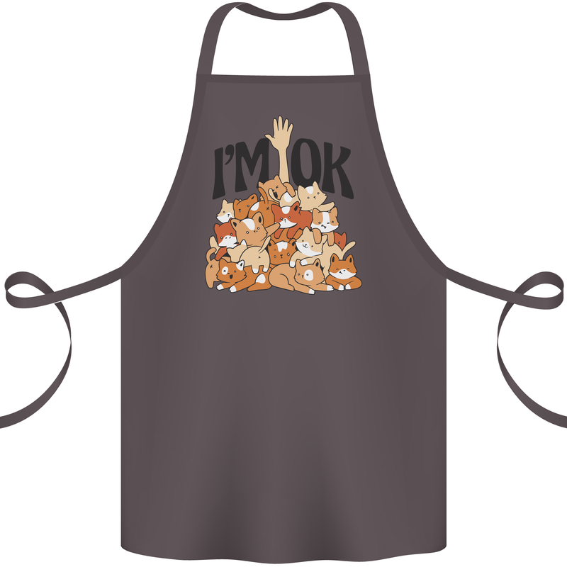 I'm OK Funny Cat Mum Dad Crazy Lady Kitten Cotton Apron 100% Organic Dark Grey
