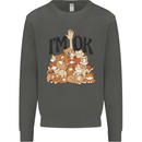 I'm OK Funny Cat Mum Dad Crazy Lady Kitten Kids Sweatshirt Jumper Storm Grey