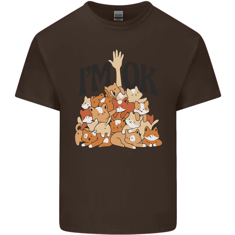 I'm OK Funny Cat Mum Dad Crazy Lady Kitten Kids T-Shirt Childrens Chocolate