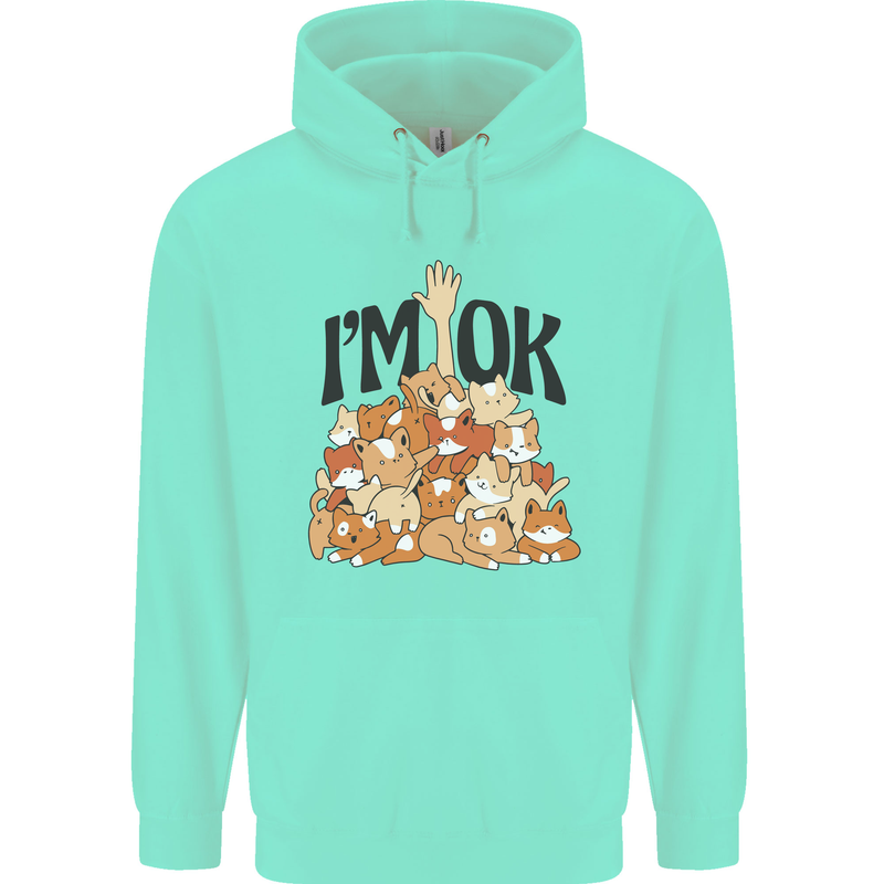 I'm OK Funny Cat Mum Dad Crazy Lady Kitten Mens 80% Cotton Hoodie Peppermint