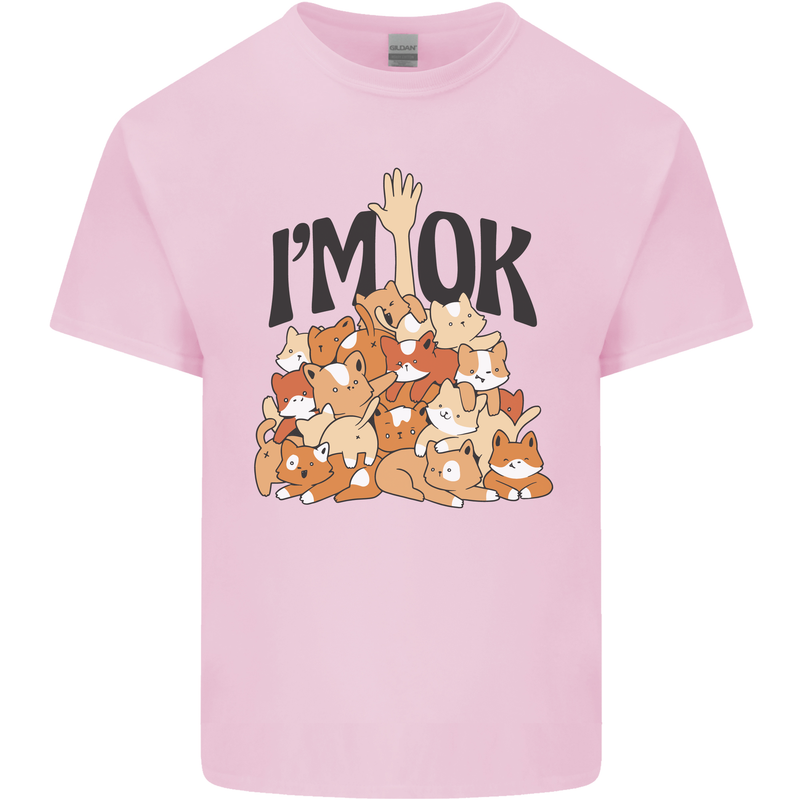 I'm OK Funny Cat Mum Dad Crazy Lady Kitten Mens Cotton T-Shirt Tee Top Light Pink