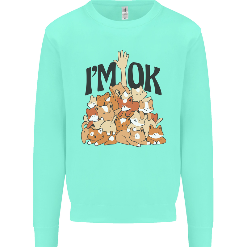 I'm OK Funny Cat Mum Dad Crazy Lady Kitten Mens Sweatshirt Jumper Peppermint
