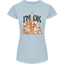 I'm OK Funny Cat Mum Dad Crazy Lady Kitten Womens Petite Cut T-Shirt Light Blue