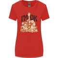 I'm OK Funny Cat Mum Dad Crazy Lady Kitten Womens Wider Cut T-Shirt Red