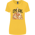I'm OK Funny Cat Mum Dad Crazy Lady Kitten Womens Wider Cut T-Shirt Yellow