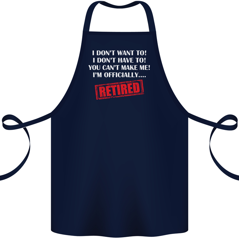 I'm Officially Retired Retirement Funny Cotton Apron 100% Organic Navy Blue