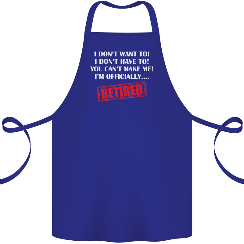 I'm Officially Retired Retirement Funny Cotton Apron 100% Organic Royal Blue