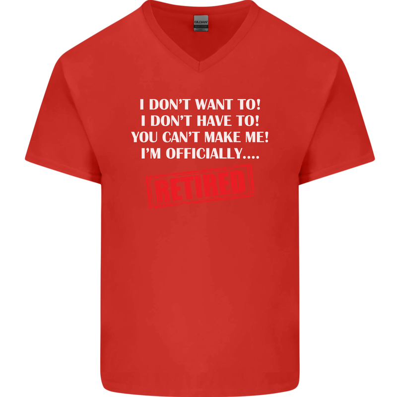 I'm Officially Retired Retirement Funny Mens V-Neck Cotton T-Shirt Red