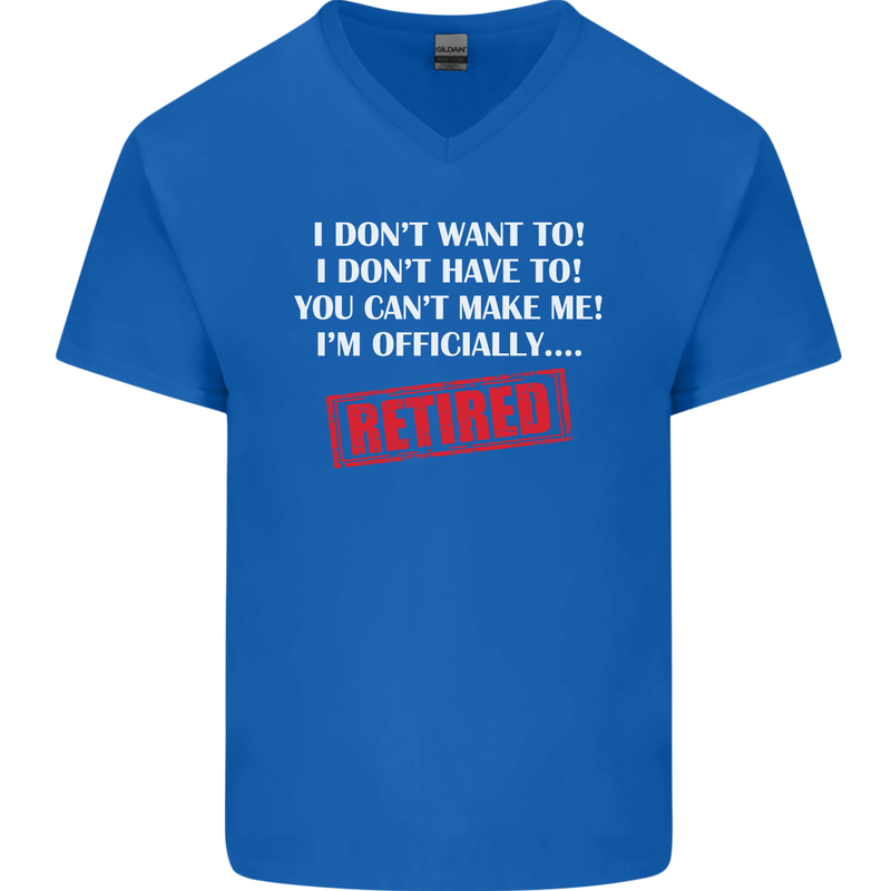 I'm Officially Retired Retirement Funny Mens V-Neck Cotton T-Shirt Royal Blue