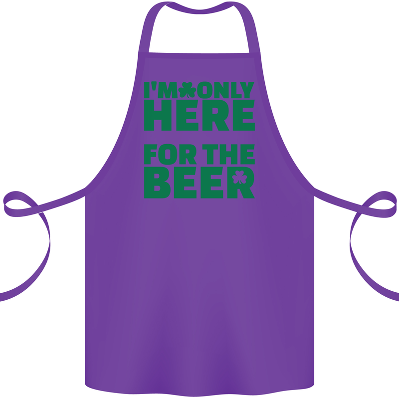 I'm Only Here for the Beer St. Patricks Day Cotton Apron 100% Organic Purple