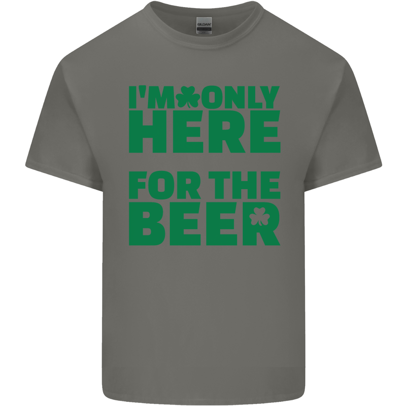 I'm Only Here for the Beer St. Patricks Day Mens Cotton T-Shirt Tee Top Charcoal