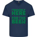 I'm Only Here for the Beer St. Patricks Day Mens V-Neck Cotton T-Shirt Navy Blue
