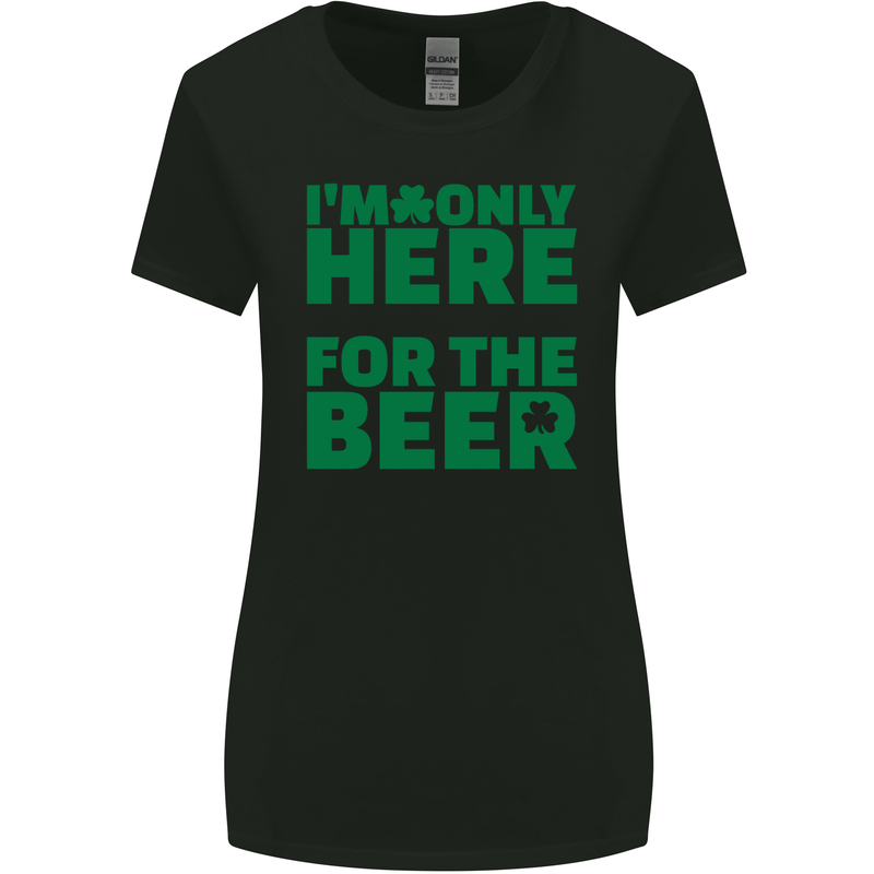 I'm Only Here for the Beer St. Patricks Day Womens Wider Cut T-Shirt Black
