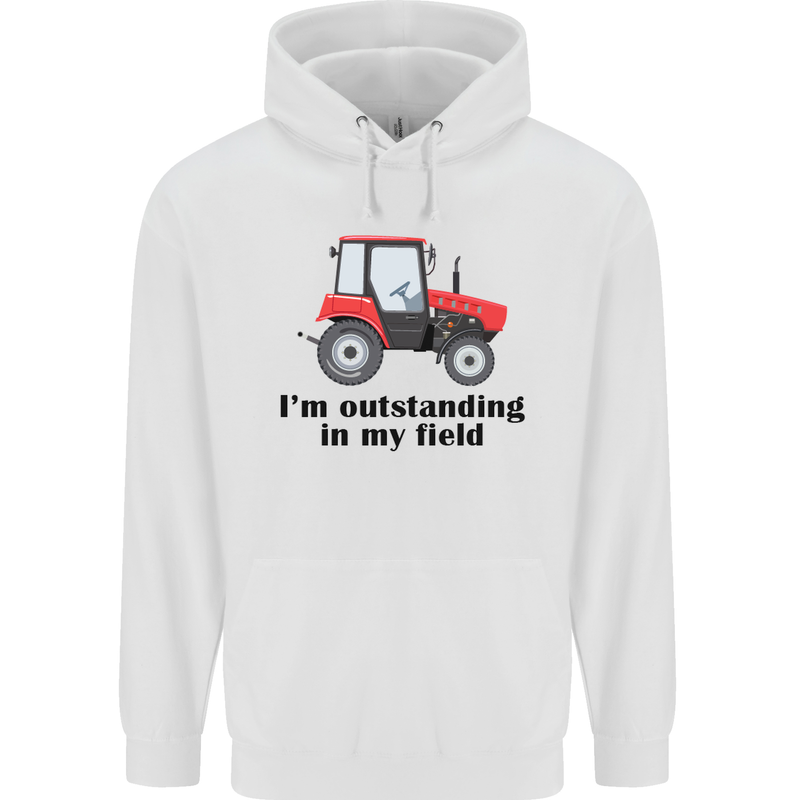 I'm Outstanding in My Field Farmer Tractor Childrens Kids Hoodie White