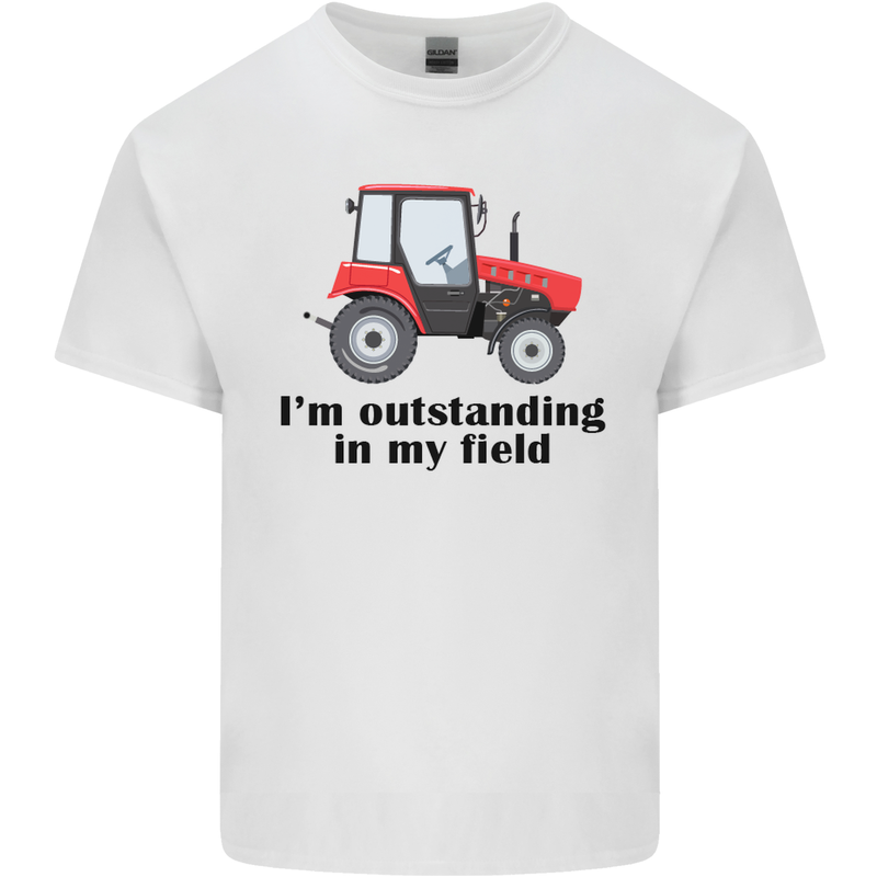 I'm Outstanding in My Field Farmer Tractor Kids T-Shirt Childrens White