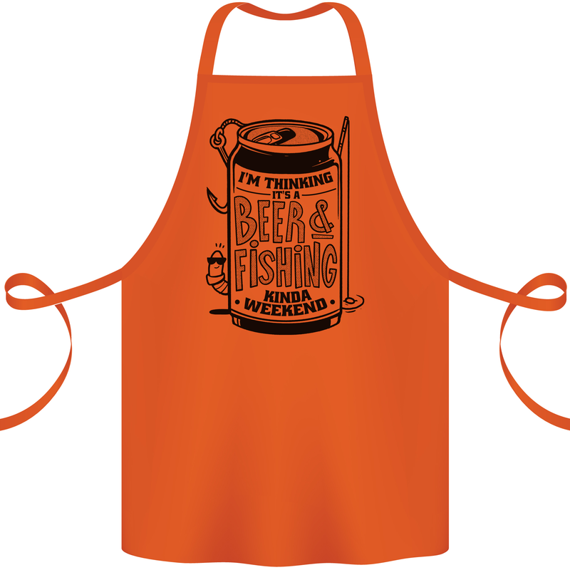 I'm Thinking Beer & Fishing Weekend Funny Cotton Apron 100% Organic Orange