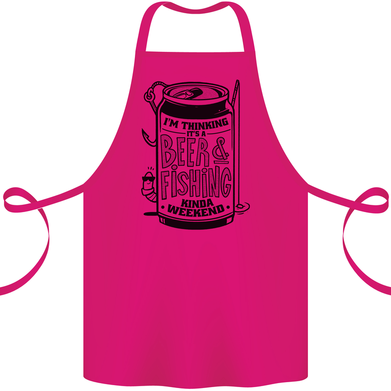 I'm Thinking Beer & Fishing Weekend Funny Cotton Apron 100% Organic Pink
