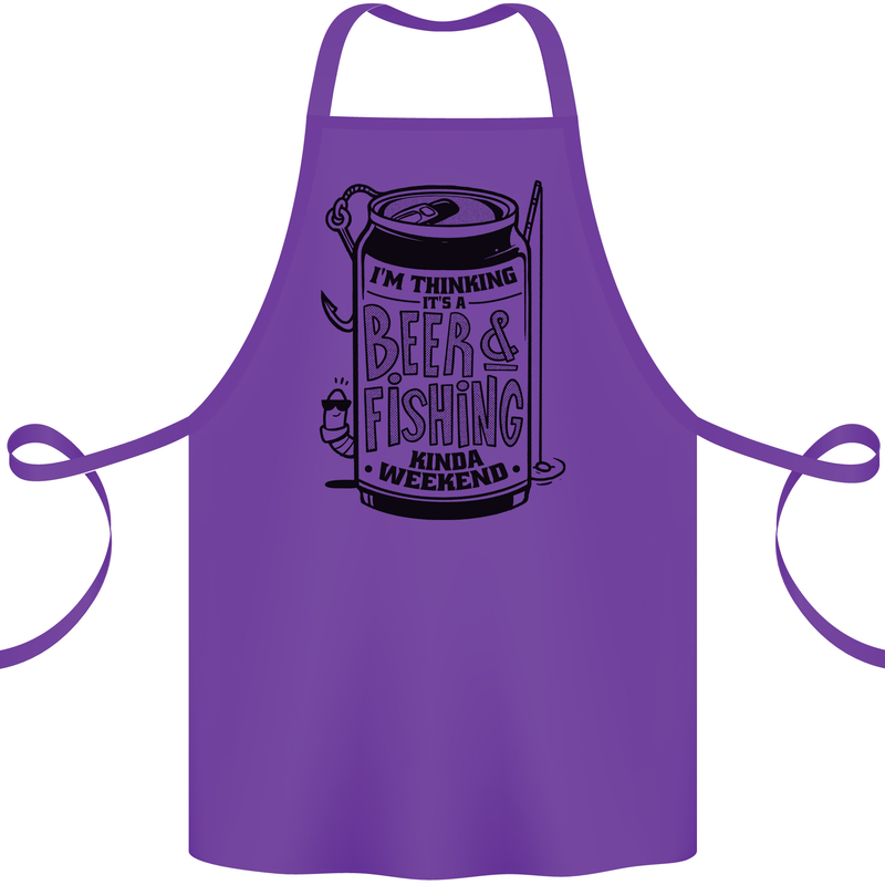 I'm Thinking Beer & Fishing Weekend Funny Cotton Apron 100% Organic Purple