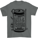 I'm Thinking Beer & Fishing Weekend Funny Mens T-Shirt Cotton Gildan Charcoal