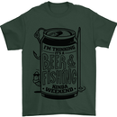 I'm Thinking Beer & Fishing Weekend Funny Mens T-Shirt Cotton Gildan Forest Green