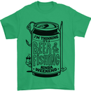 I'm Thinking Beer & Fishing Weekend Funny Mens T-Shirt Cotton Gildan Irish Green