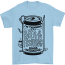 I'm Thinking Beer & Fishing Weekend Funny Mens T-Shirt Cotton Gildan Light Blue