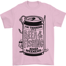 I'm Thinking Beer & Fishing Weekend Funny Mens T-Shirt Cotton Gildan Light Pink