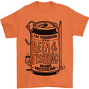 I'm Thinking Beer & Fishing Weekend Funny Mens T-Shirt Cotton Gildan Orange