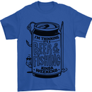 I'm Thinking Beer & Fishing Weekend Funny Mens T-Shirt Cotton Gildan Royal Blue