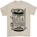 I'm Thinking Beer & Fishing Weekend Funny Mens T-Shirt Cotton Gildan Sand