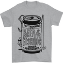I'm Thinking Beer & Fishing Weekend Funny Mens T-Shirt Cotton Gildan Sports Grey