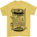 I'm Thinking Beer & Fishing Weekend Funny Mens T-Shirt Cotton Gildan Yellow