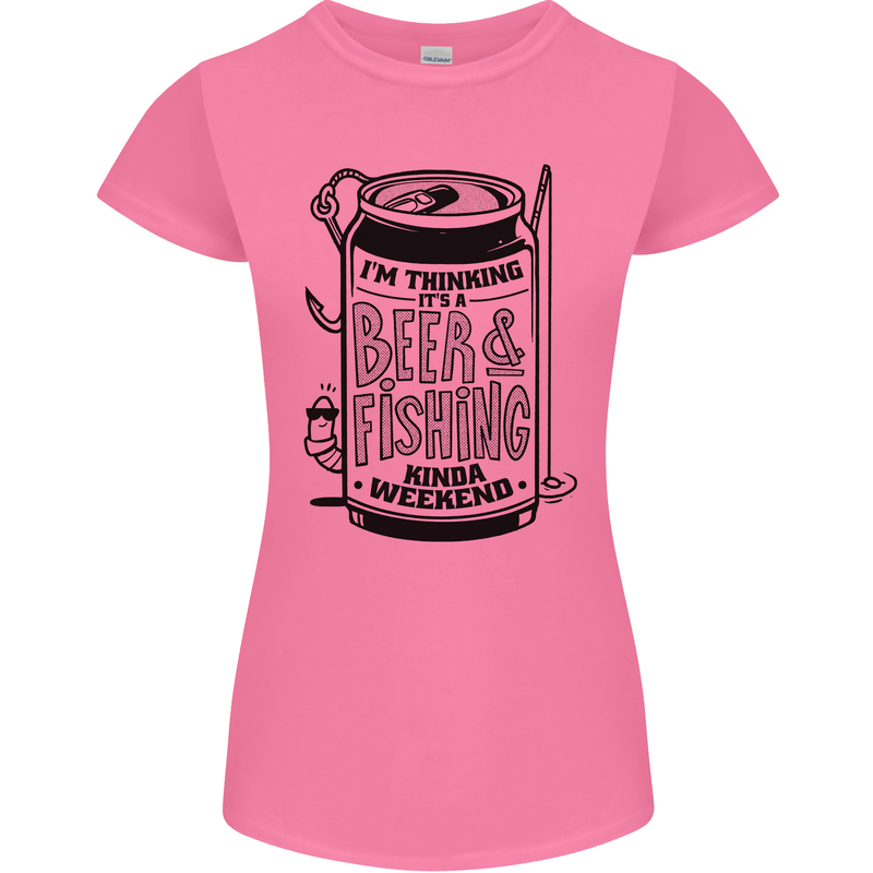 I'm Thinking Beer & Fishing Weekend Funny Womens Petite Cut T-Shirt Azalea