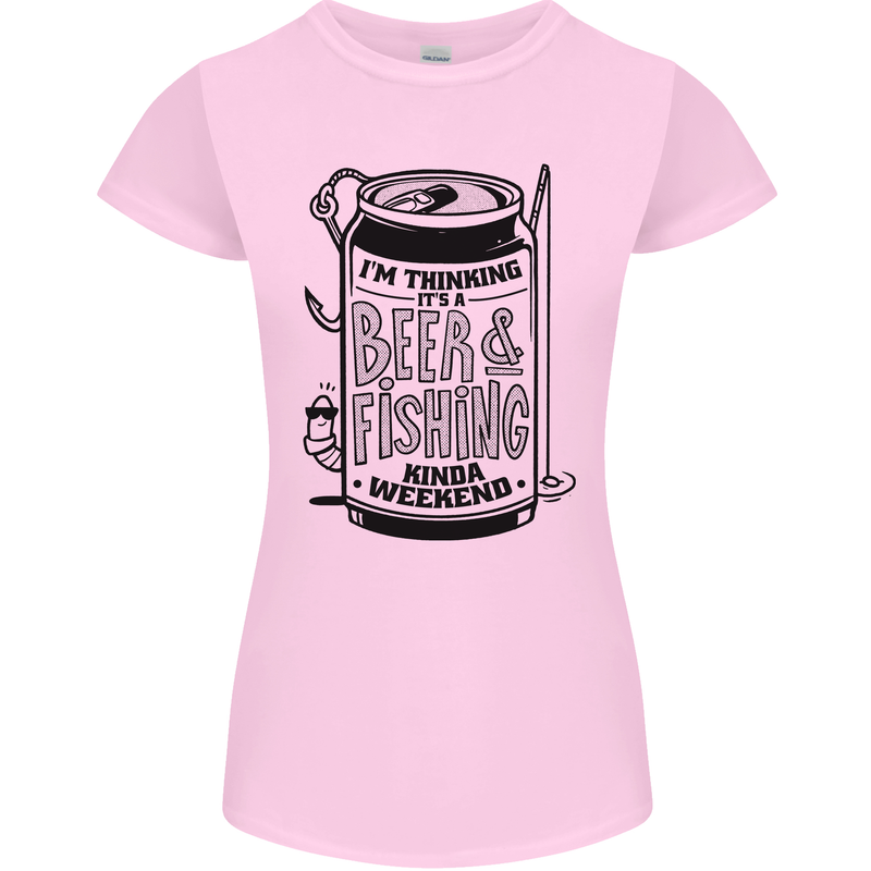 I'm Thinking Beer & Fishing Weekend Funny Womens Petite Cut T-Shirt Light Pink