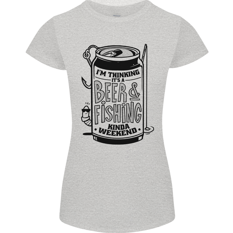 I'm Thinking Beer & Fishing Weekend Funny Womens Petite Cut T-Shirt Sports Grey