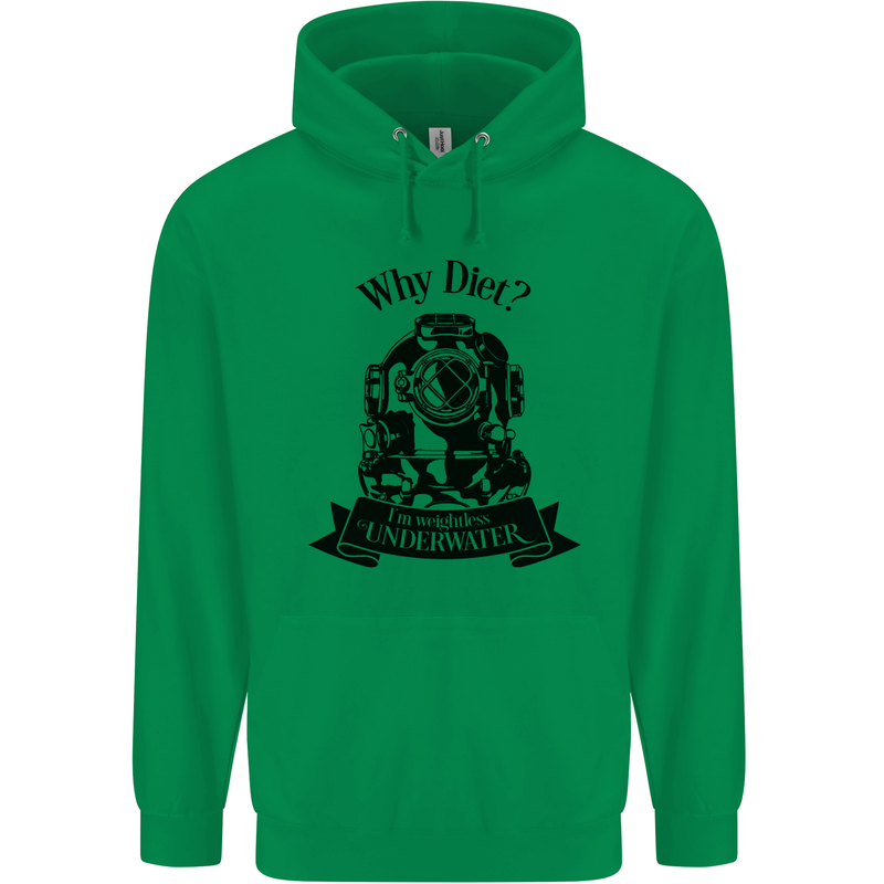 I'm Weightless Underwater Scuba Diving Childrens Kids Hoodie Irish Green