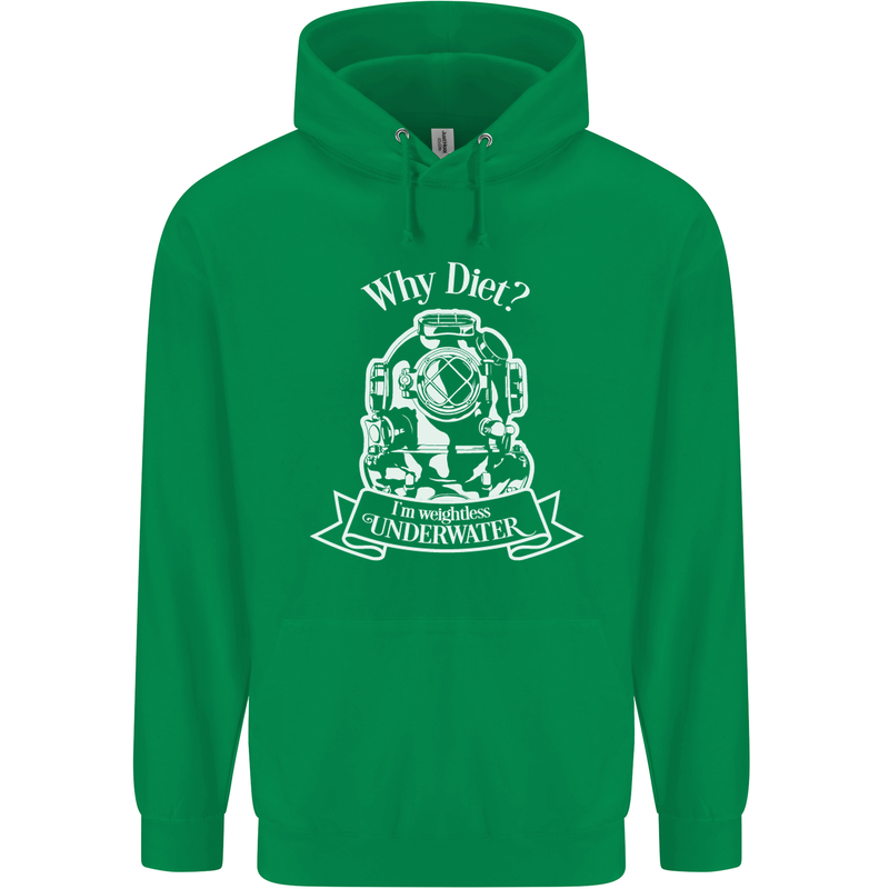 I'm Weightless Underwater Scuba Diving Childrens Kids Hoodie Irish Green