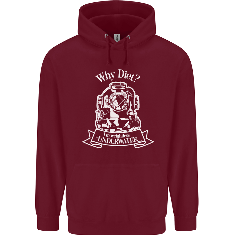 I'm Weightless Underwater Scuba Diving Childrens Kids Hoodie Maroon